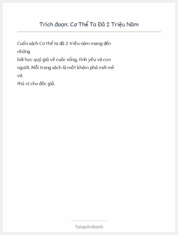 Trích đoạn Cơ Thể Ta Đã 2 Triệu Năm