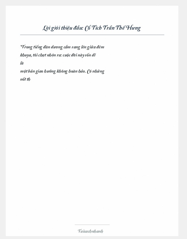 Trích đoạn Cổ Tích Trần Thế Hưng