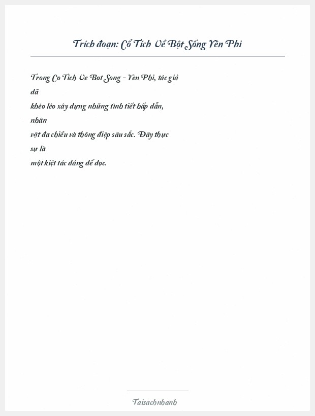 Trích đoạn Cổ Tích Về Bột Sống Yên Phi