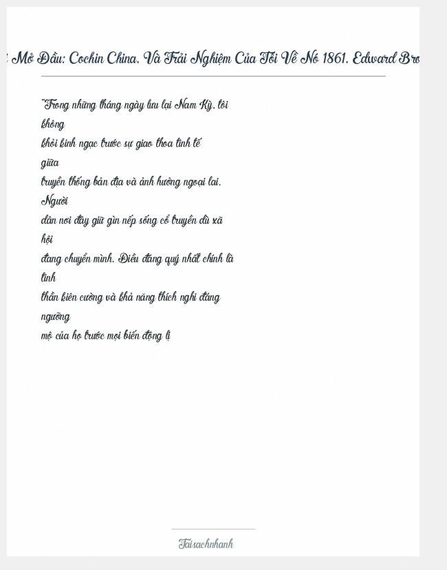 Trích đoạn Cochin China, Và Trải Nghiệm Của Tôi Về Nó 1861, Edward Brown