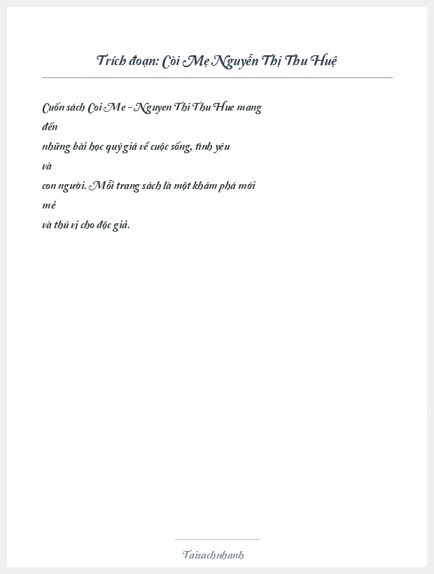 Trích đoạn Còi Mẹ Nguyễn Thị Thu Huệ