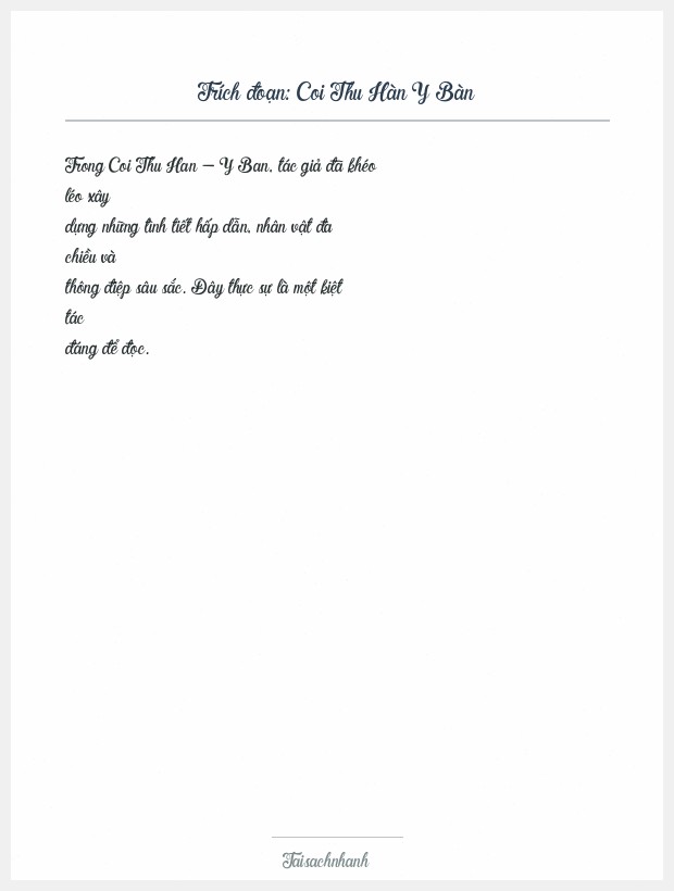 Trích đoạn Coi Thu Hàn Y Bàn
