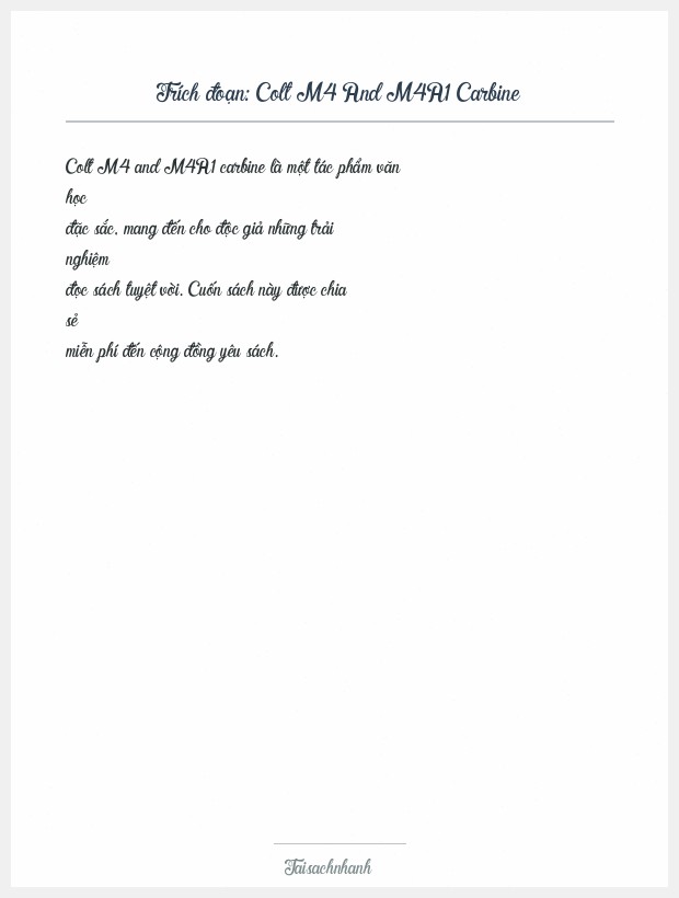 Trích đoạn Colt M4 And M4A1 Carbine
