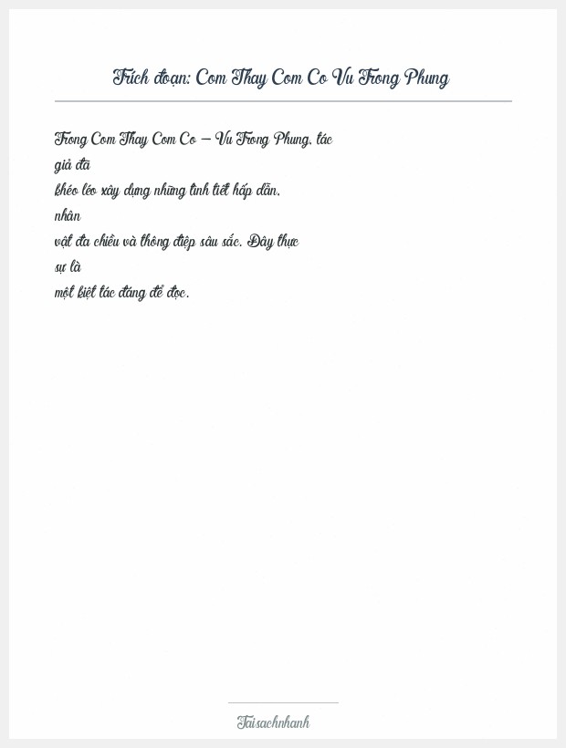 Trích đoạn Com Thay Com Co Vu Trong Phung
