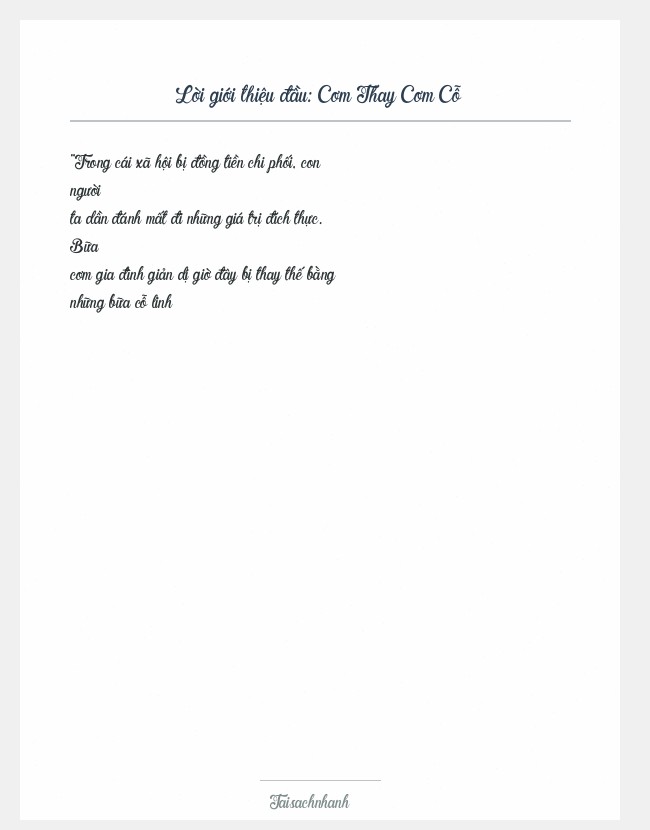 Trích đoạn Cơm Thay Cơm Cỗ