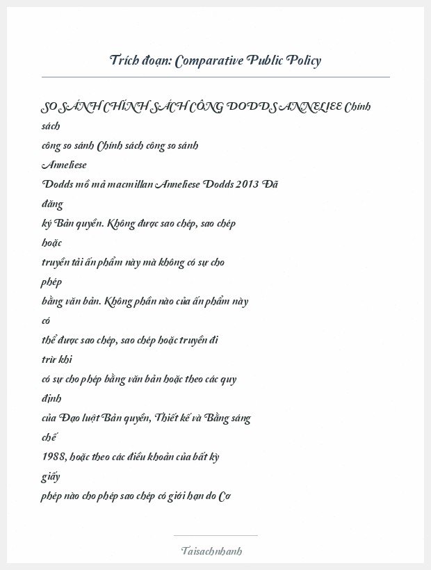 Trích đoạn Comparative Public Policy