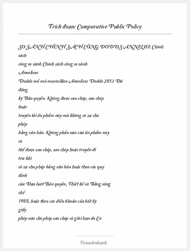 Trích đoạn Comparative Public Policy