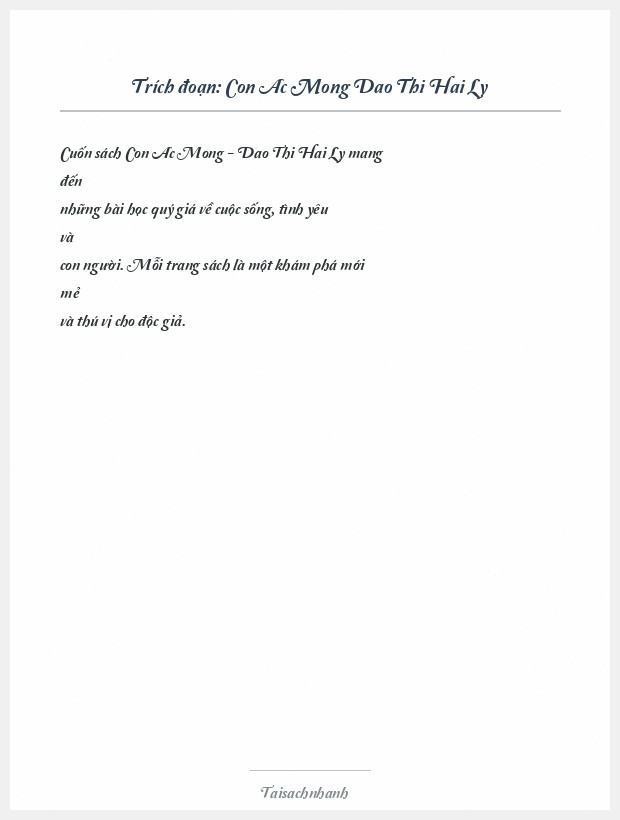 Trích đoạn Con Ac Mong Dao Thi Hai Ly