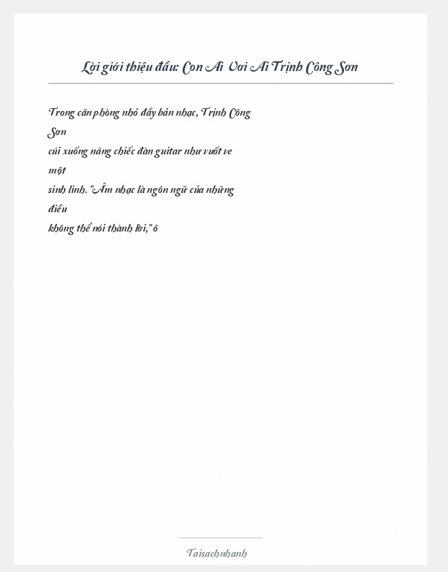 Trích đoạn Con Ai Vơi Ai Trịnh Công Sơn