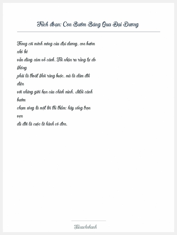 Trích đoạn Con Bướm Băng Qua Đại Dương