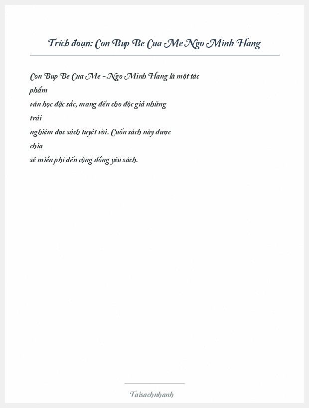 Trích đoạn Con Bup Be Cua Me Ngo Minh Hang