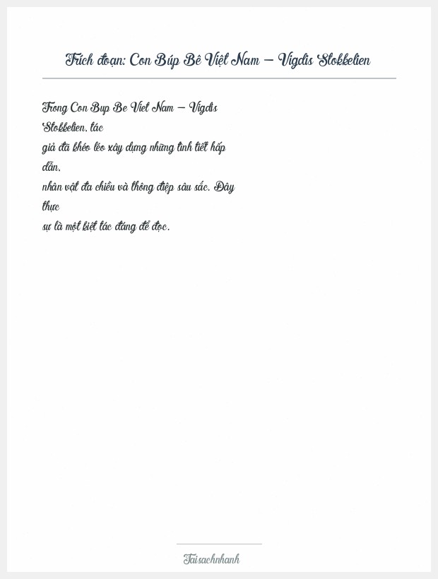 Trích đoạn Con Búp Bê Việt Nam - Vigdis Stokkelien