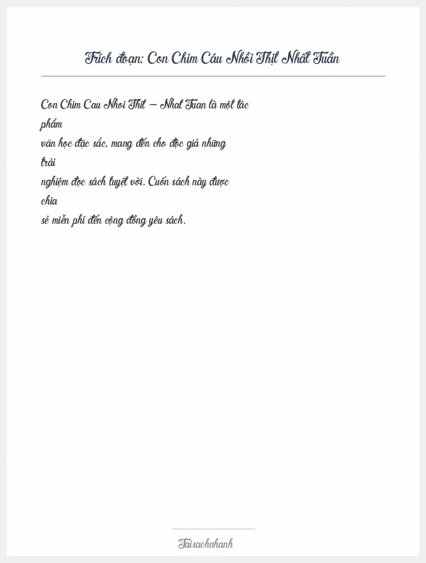 Trích đoạn Con Chim Cáu Nhồi Thịt Nhất Tuần