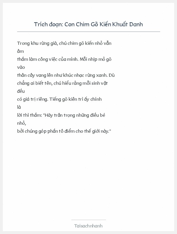 Trích đoạn Con Chim Gõ Kiến Khuất Danh