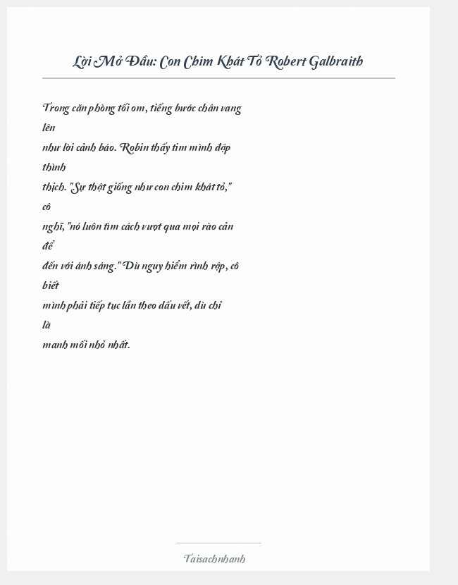 Trích đoạn Con Chim Khát Tỏ Robert Galbraith