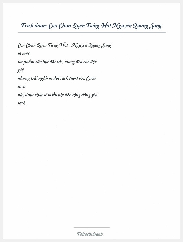 Trích đoạn Con Chim Quen Tiếng Hót Nguyễn Quang Sáng