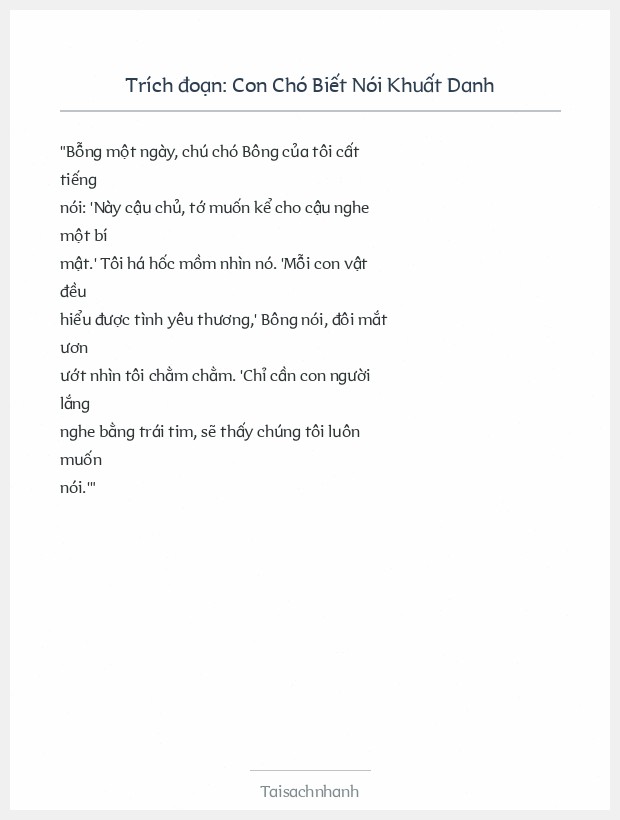 Trích đoạn Con Chó Biết Nói Khuất Danh