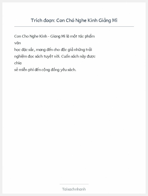 Trích đoạn Con Chó Nghe Kinh Giảng Mì