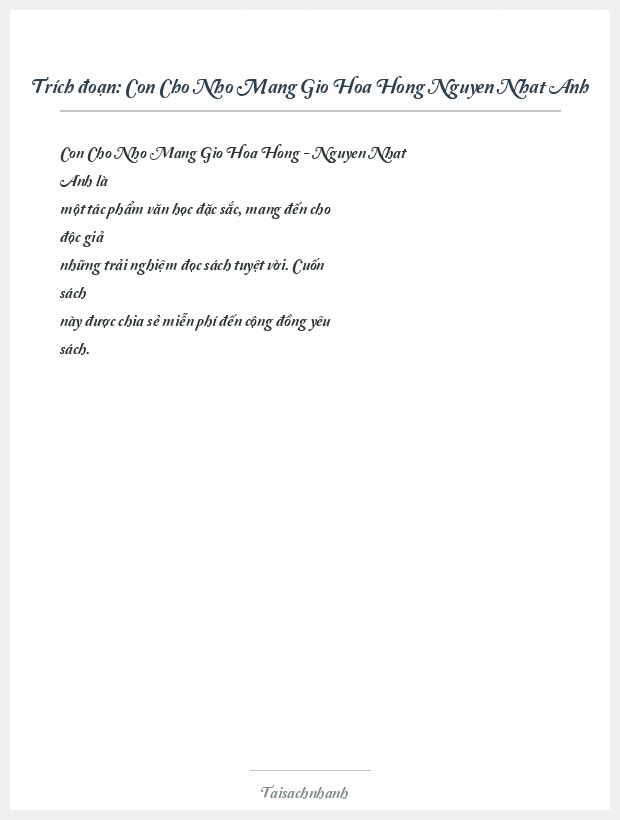Trích đoạn Con Cho Nho Mang Gio Hoa Hong Nguyen Nhat Anh