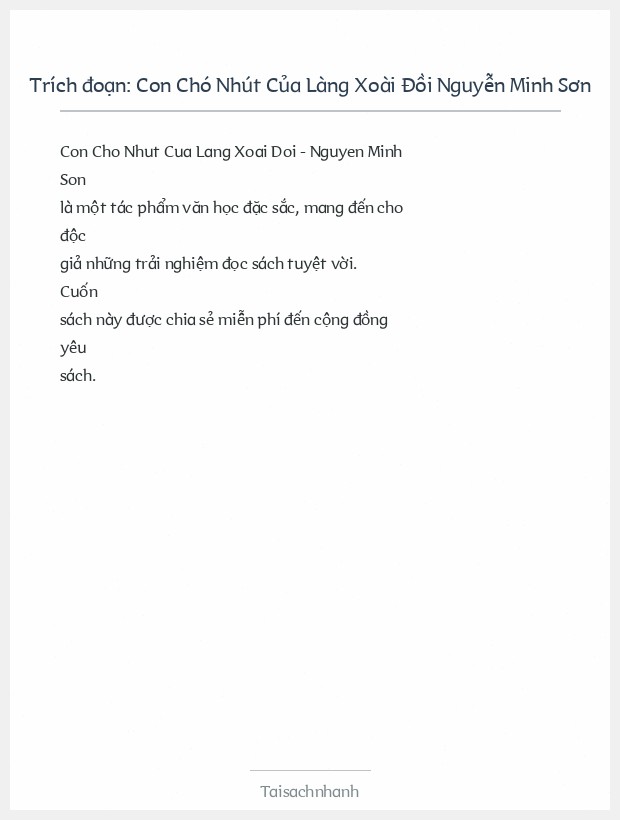 Trích đoạn Con Chó Nhút Của Làng Xoài Đồi Nguyễn Minh Sơn