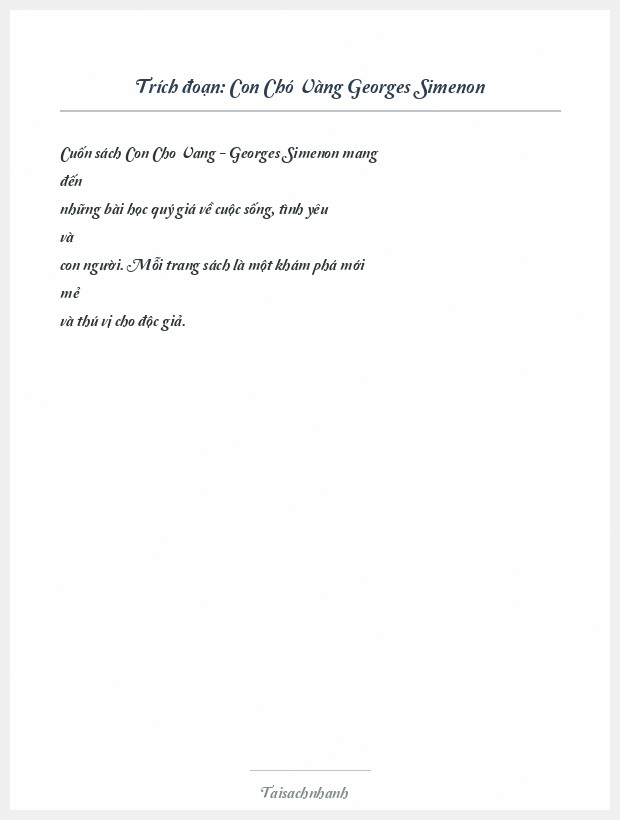 Trích đoạn Con Chó Vàng Georges Simenon