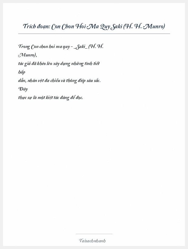 Trích đoạn Con Chon Hoi Ma Quy Saki (H. H. Munro)
