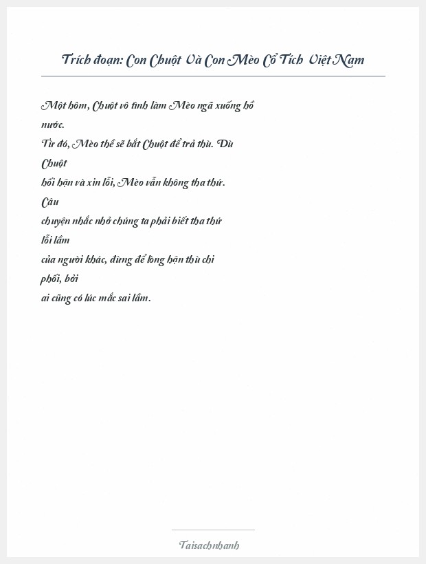 Trích đoạn Con Chuột Và Con Mèo Cổ Tích Việt Nam