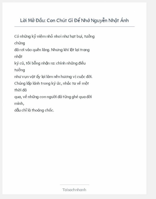Trích đoạn Con Chút Gì Để Nhớ Nguyễn Nhật Ánh