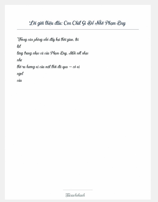 Trích đoạn Con Chút Gì Để Nhớ Phạm Duy