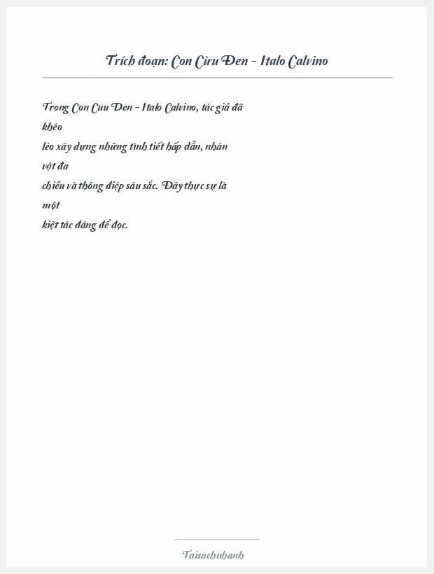 Trích đoạn Con Cừu Đen - Italo Calvino
