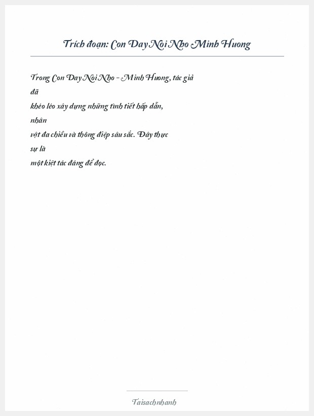 Trích đoạn Con Day Noi Nho Minh Huong