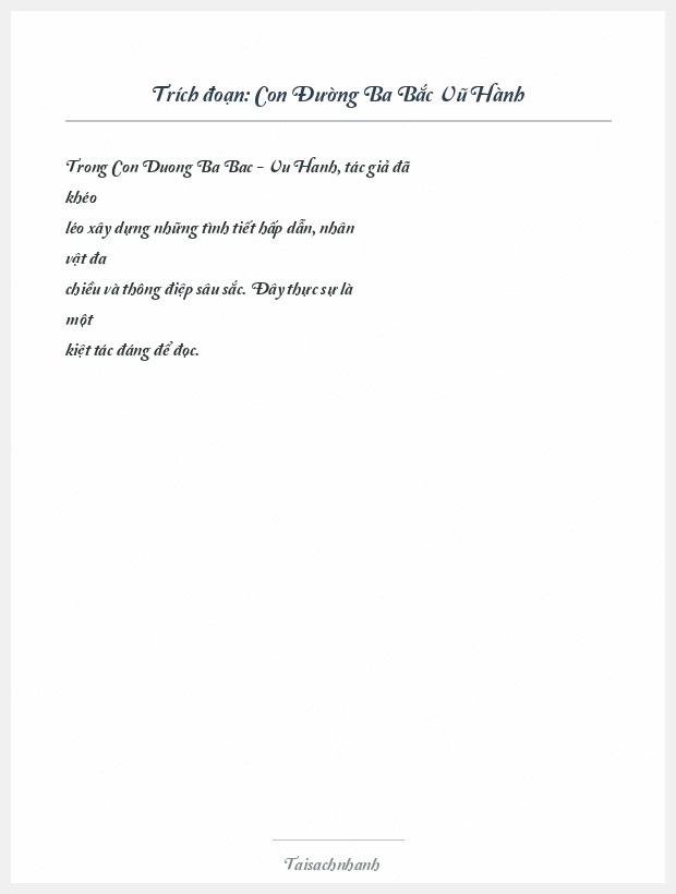 Trích đoạn Con Đường Ba Bắc Vũ Hành