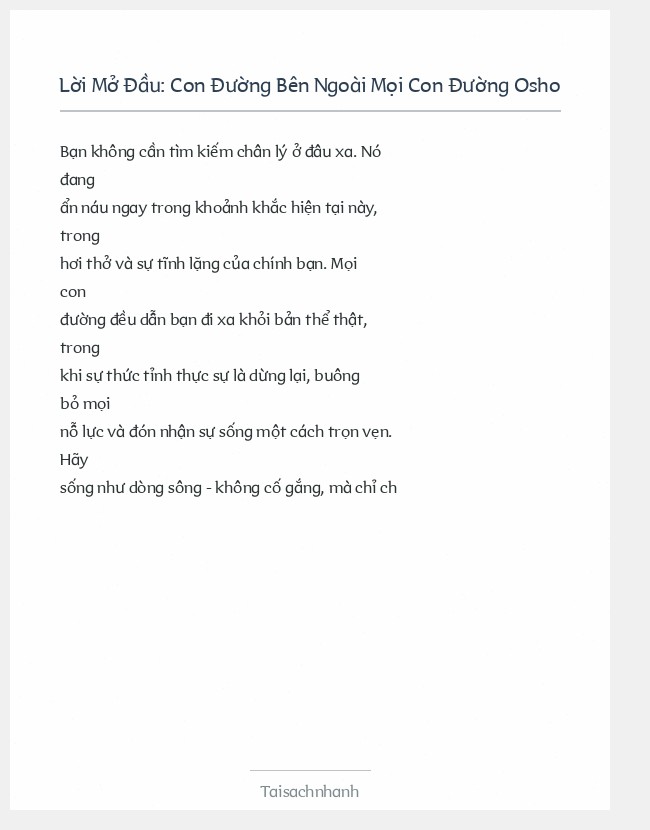 Trích đoạn Con Đường Bên Ngoài Mọi Con Đường Osho