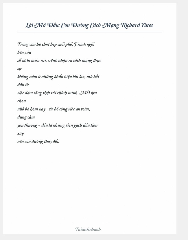 Trích đoạn Con Đường Cách Mạng Richard Yates