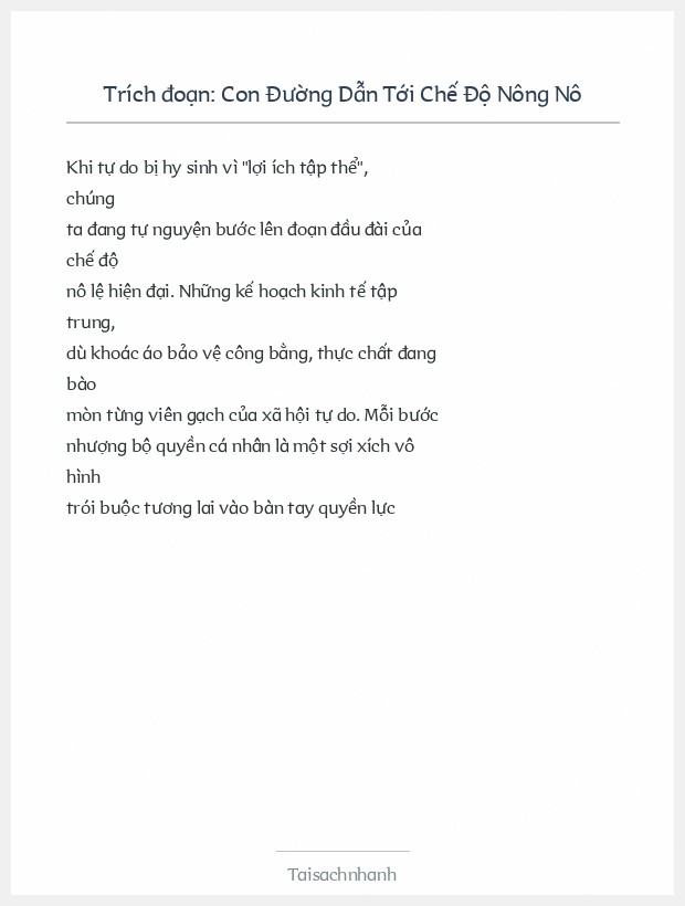 Trích đoạn Con Đường Dẫn Tới Chế Độ Nông Nô