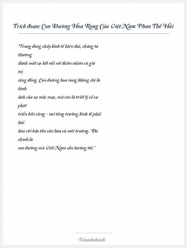 Trích đoạn Con Đường Hoa Rong Của Việt Nam Phan Thế Hải