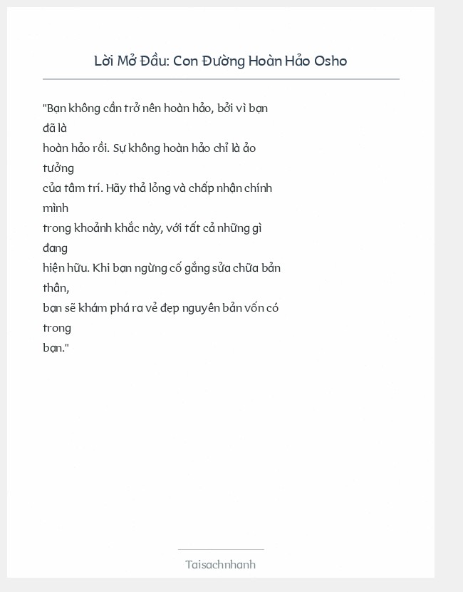 Trích đoạn Con Đường Hoàn Hảo Osho