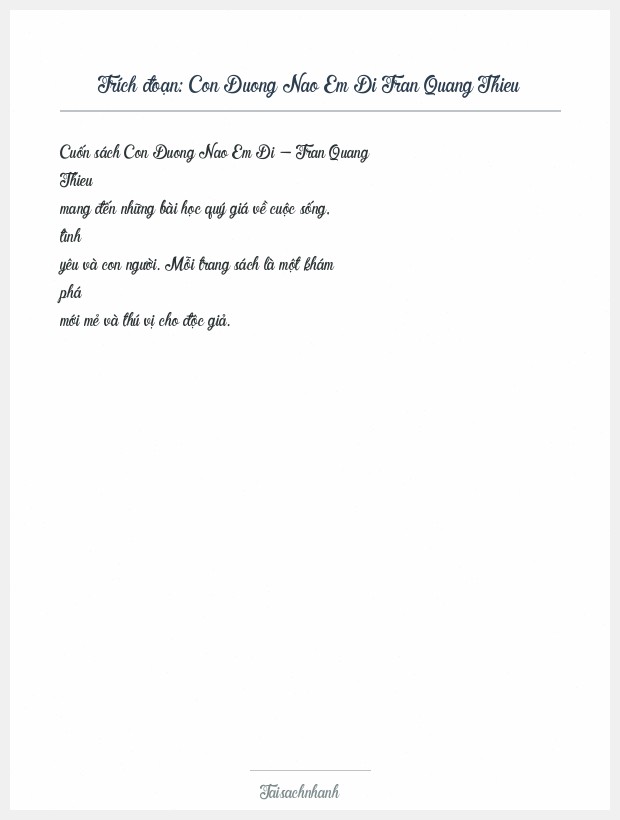 Trích đoạn Con Duong Nao Em Di Tran Quang Thieu