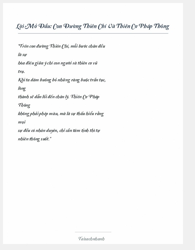 Trích đoạn Con Đường Thiên Chí Và Thiên Cơ Pháp Thông