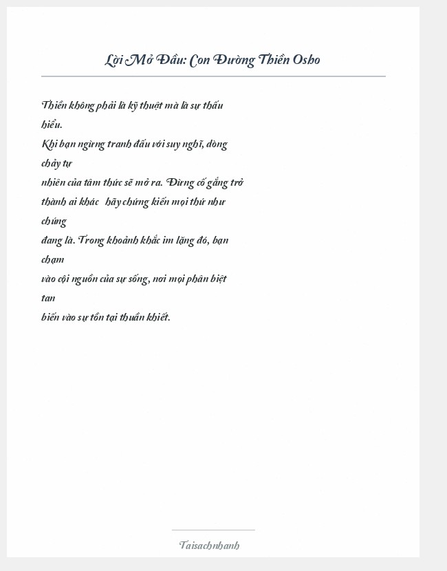 Trích đoạn Con Đường Thiền Osho