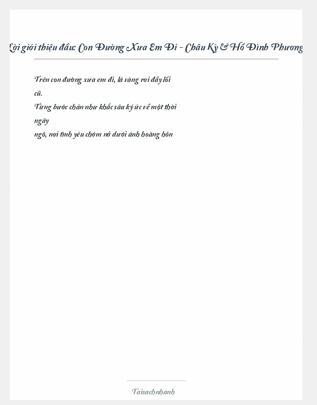 Trích đoạn Con Đường Xưa Em Đi - Châu Kỳ & Hồ Đình Phương