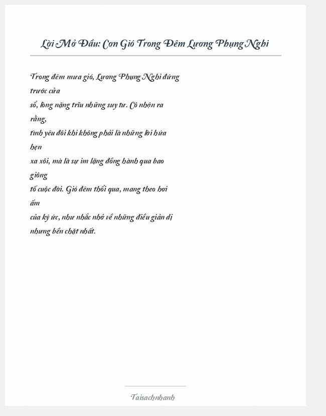 Trích đoạn Cơn Gió Trong Đêm Lương Phụng Nghi