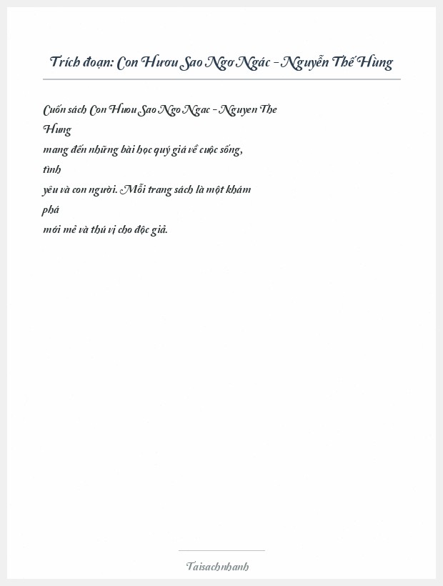 Trích đoạn Con Hươu Sao Ngơ Ngác - Nguyễn Thế Hùng