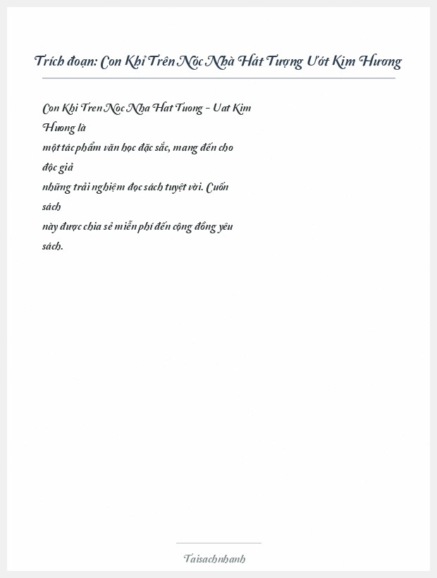 Trích đoạn Con Khỉ Trên Nóc Nhà Hát Tượng Ướt Kim Hương