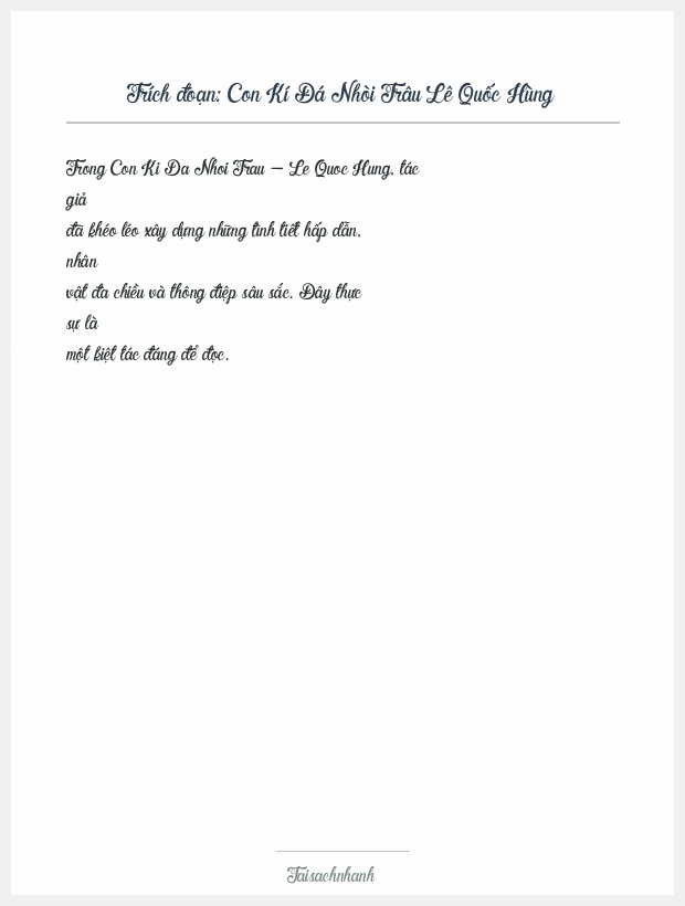 Trích đoạn Con Kí Đá Nhòi Trâu Lê Quốc Hùng