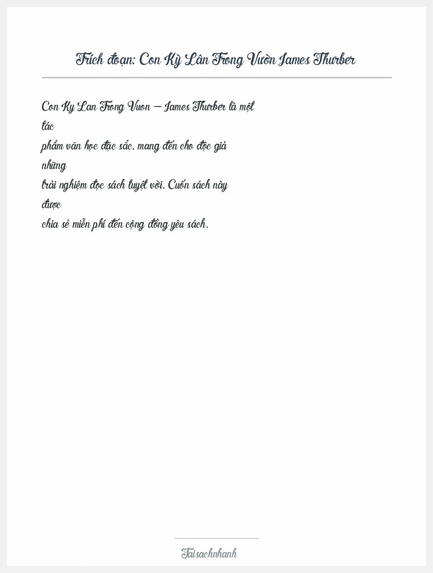 Trích đoạn Con Kỳ Lân Trong Vườn James Thurber