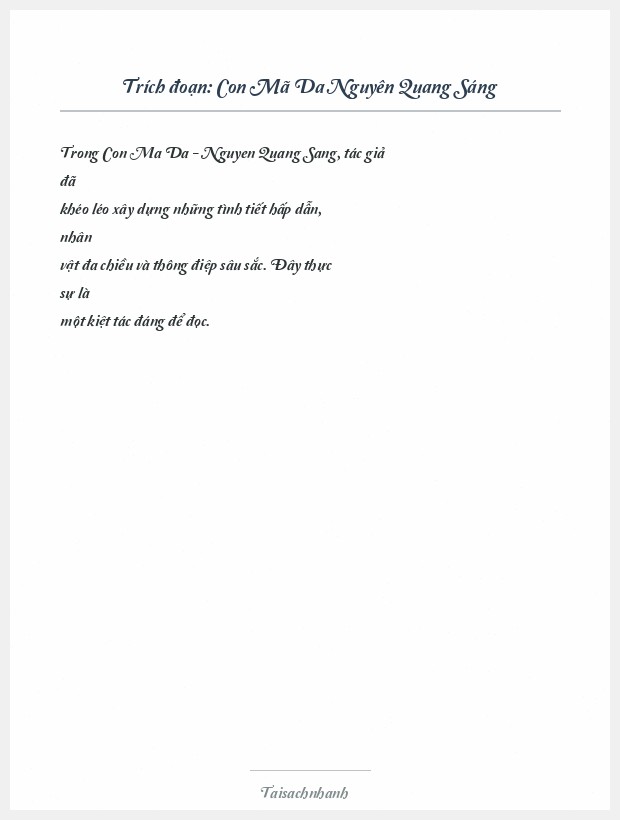 Trích đoạn Con Mã Da Nguyên Quang Sáng