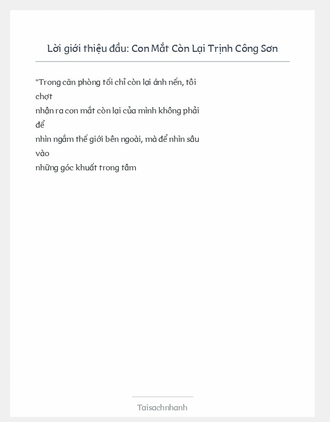 Trích đoạn Con Mắt Còn Lại Trịnh Công Sơn