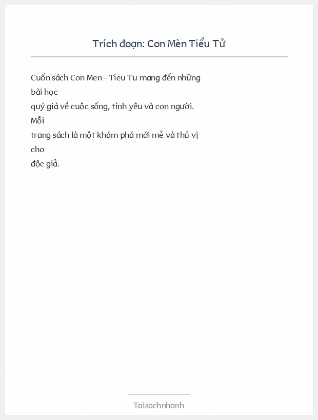 Trích đoạn Con Mèn Tiểu Tử