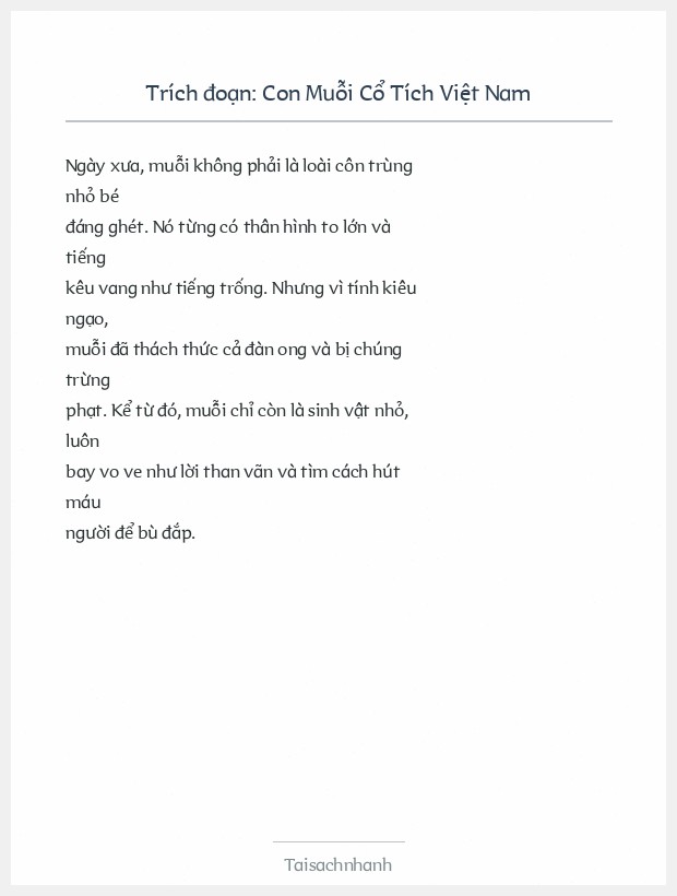 Trích đoạn Con Muỗi Cổ Tích Việt Nam